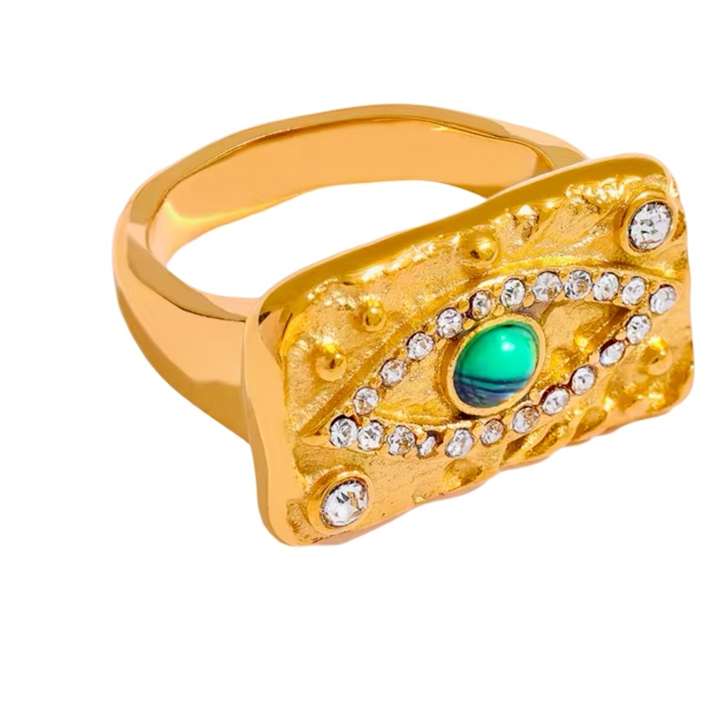 Malachite Evil Eye Ring Stainless Steel